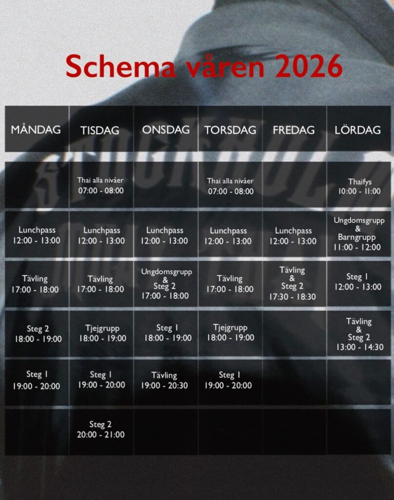 vårens schema för Stockholm Muay Thai